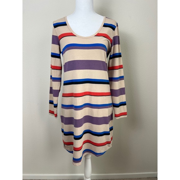 Lole Dresses & Skirts - Lole Organic Cotton Striped Dress Open Back Long Sleeve Stretch Size M Boho
